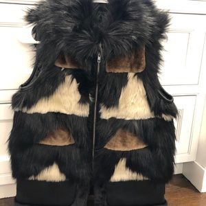 Brand new Fabulous Furs faux fur patchwork vest